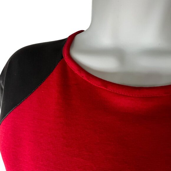 Jonathan Logan Red & Black Raglan Sleeve Dress Medium 95% Poly 5% Spandex Made I - Picture 4 of 6